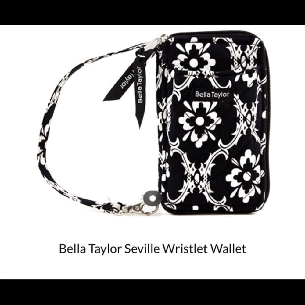 Bella Taylor Black and White Floral Wristlet Wallet
